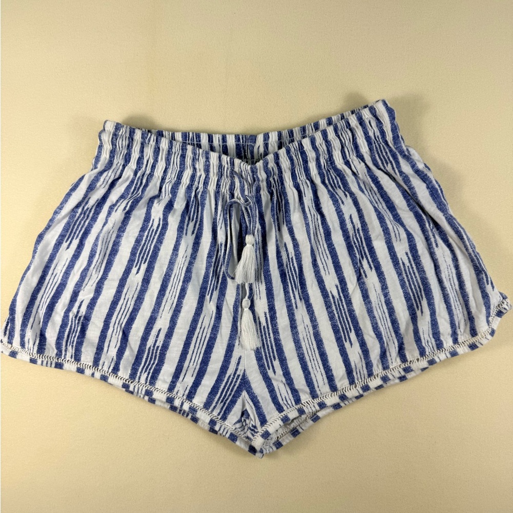 H&M Blue & White Striped High-Waist Women’s Medium Shorts